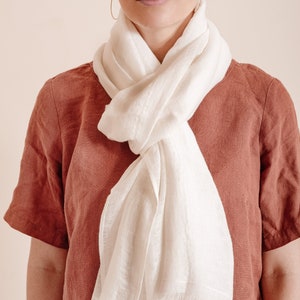 White Linen Scarf - Textured, Washed and Casual Summer Scarf - Lightweight, Soft and Breathable for Women - Linen shawl long linen scarf Men