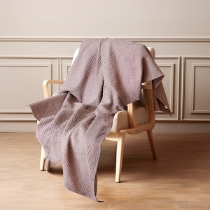 Linen Waffle Throw Blanket, Linen Bedspread, Soft Waffle Blanket. Linen Baby Blanket,  Waffle Baby Blanket