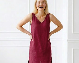 Linen Sleepwear Dress for Women, Pure Organic Linen Nightgown, Handmade Linen Tunic, Natural Loungewear, Summer Resort Wear, Maternity Dress