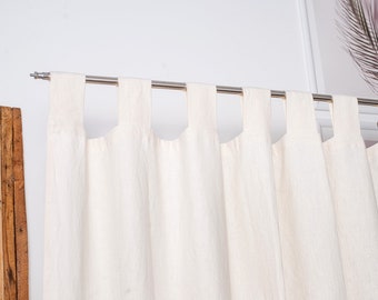 Tab Top Custom Linen Blackout Curtains - Tab top Linen Curtains for Kitchen, Cafe, Bedroom, Living Room, Nursery - Linen Curtain Panel