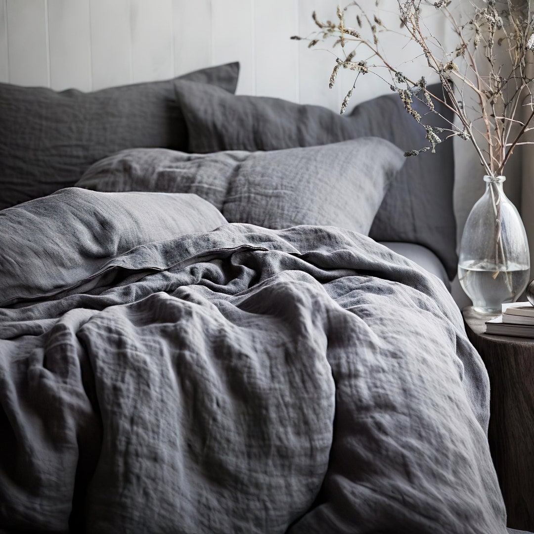 Queen Linen Sheet Set in Various Colors. Linen Fitted Sheet, Linen Flat Sheet, 2 Linen Pillow