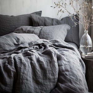 Queen Linen Sheet Set in Various Colors. Linen Fitted sheet, linen flat sheet, 2 linen pillow cases. Hypoallergenic and orginic bedding
