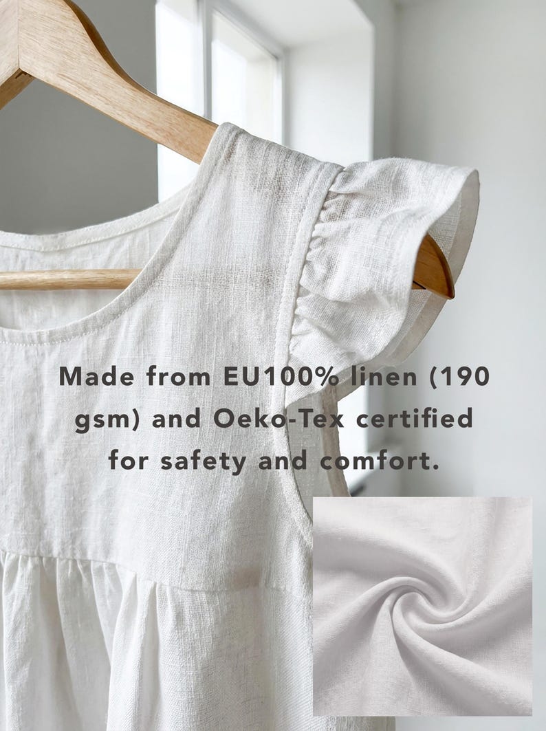 White Linen Ruffle Nightgown | Flowy Custom Size Dress Sleepwear ...