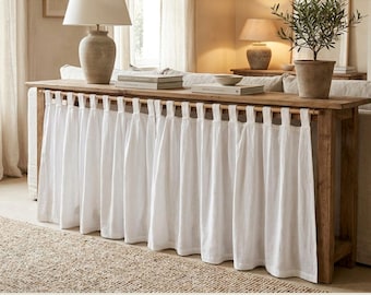 Tende in lino 100% su misura - Tende per armadi, coprilavabo, coperture per mobili da cucina e bagno, decorazioni rustiche per la casa.