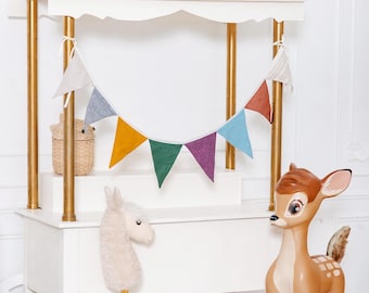 Linen Bunting Banner. Linen nursery bunting, christmas garland banner. Baby room decor, birthday banner garland decor. Linen fabric bunting