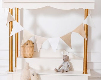 Linen bunting banner. Linen birthday banner, christmas garland decor. Christmas bunting, baby room decor, wedding banner decor bunting