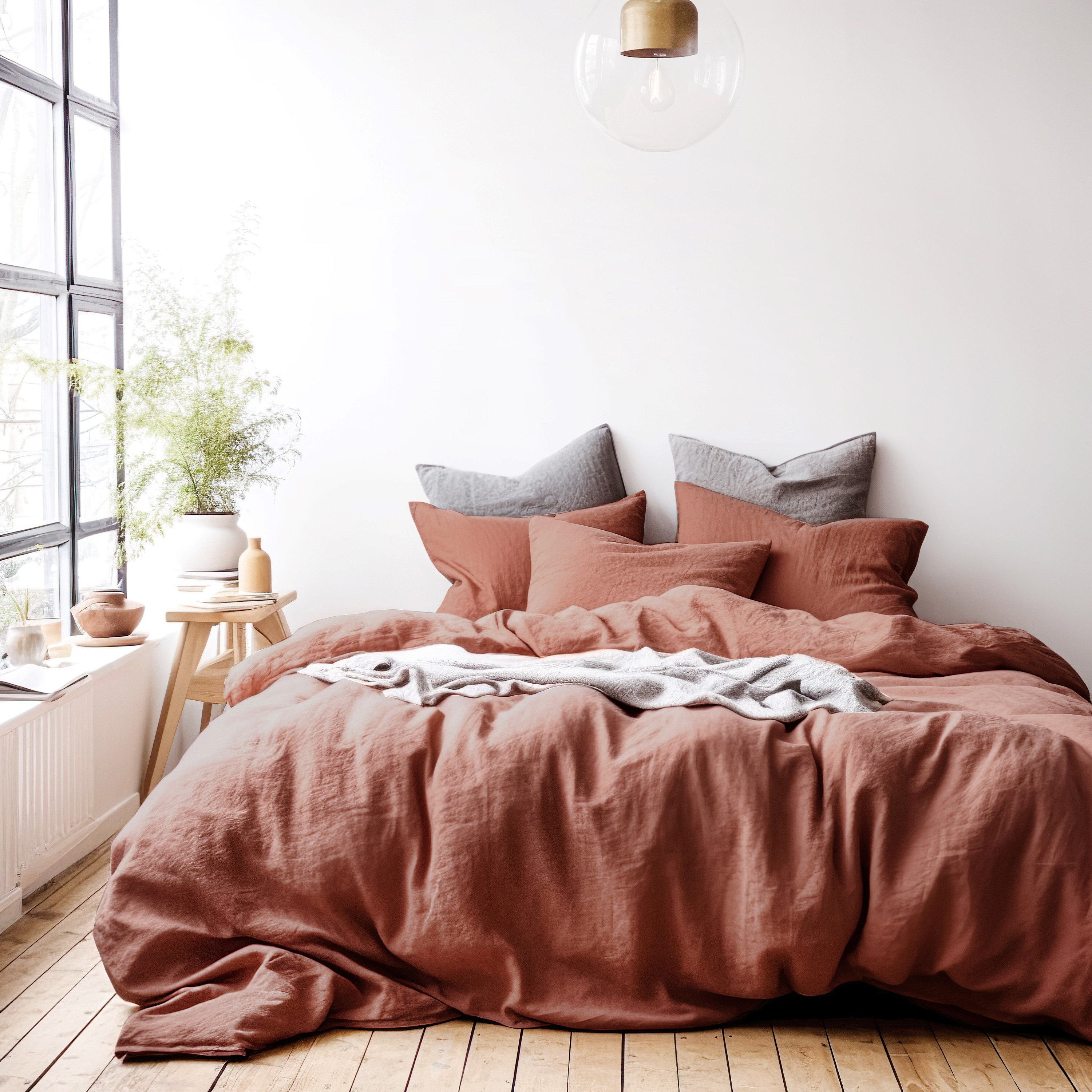 Bio-Königsleinen in verschiedenen Farben. Wählen Sie Leinen Spannbettlaken in Queen-Size, Leinen Flachbettlaken in Queen-Size oder Leinen-Spannbettlaken