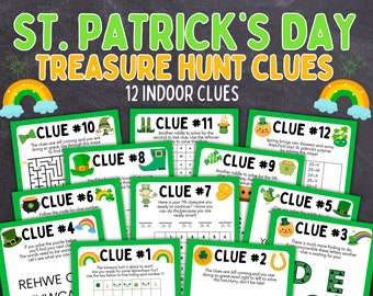 Indoor St. Patrick's Day Treasure Hunt For Older Kids,St. Patrick's Day Scavenger Hunt,Activity for Kids and Teens,Games and Puzzles