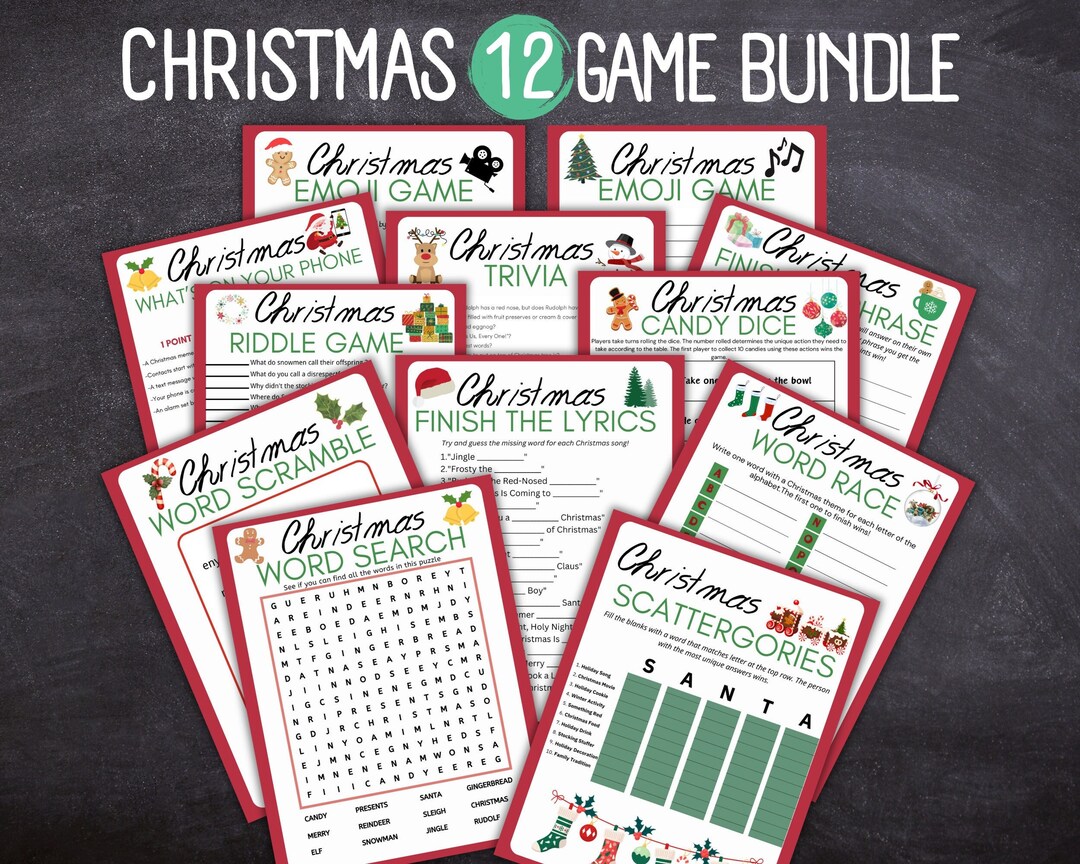 Printable Christmas Game Bundle,christmas Party Games,christmas Games