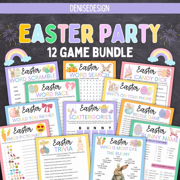 Easter Game Bundle,Printable Easter Games For Kids and Adults,Party Games and Activities,Family Games ,Classroom Games