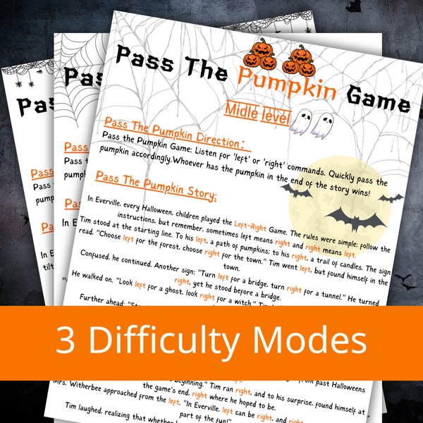 Halloween Left Right Game,Halloween Games,Party Games for Kids Teens and Adults,Halloween Printable Activities