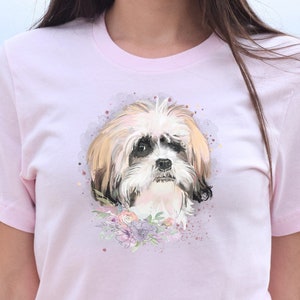 Shih Tzu watercolor, dog lover Tee, Shih Tzu shirt, dog lover gifts, dog drawing, wearable art, gift for mom, gift for dad, special gift