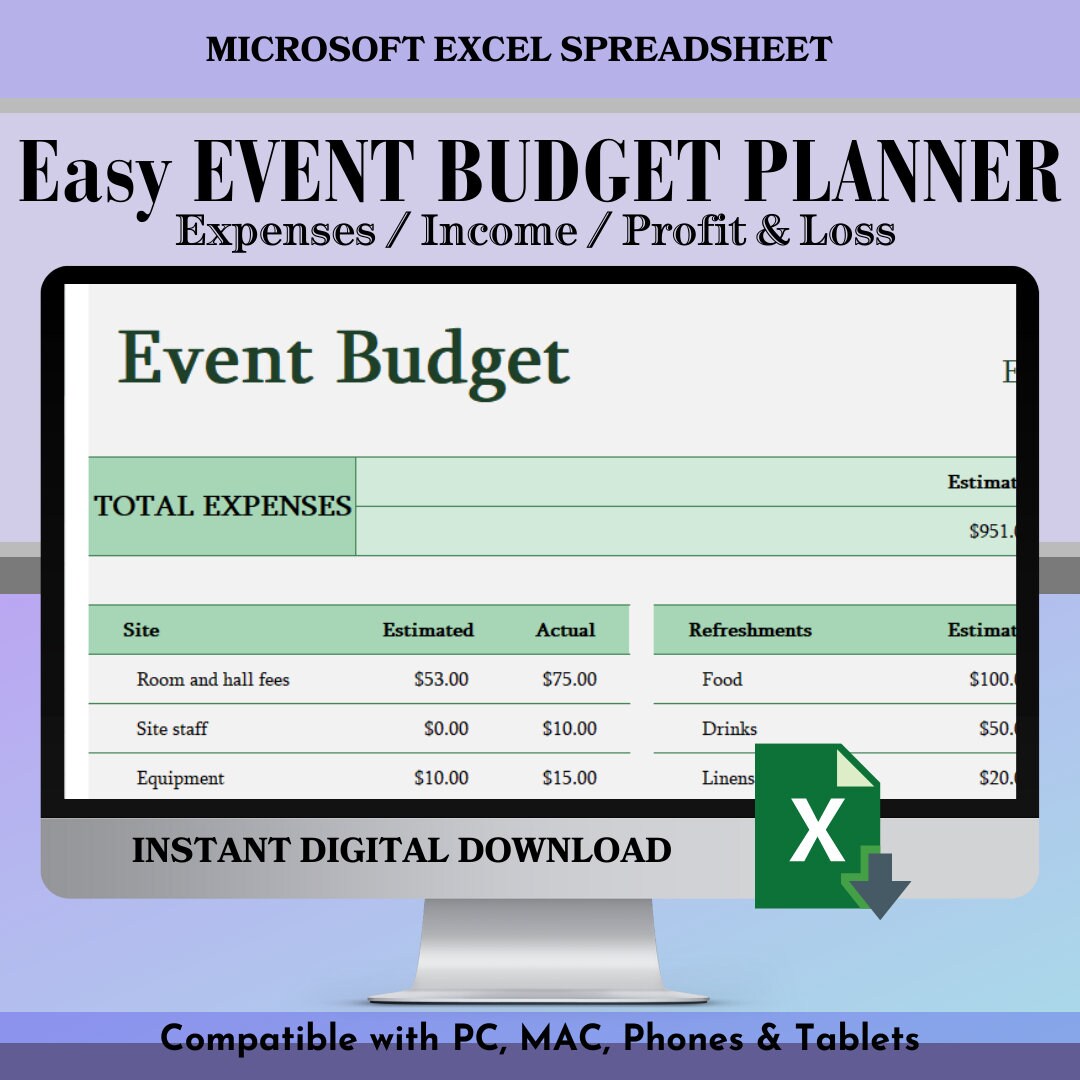 Event Spreadsheet Event Planner Template Digital Event Planner Event ...