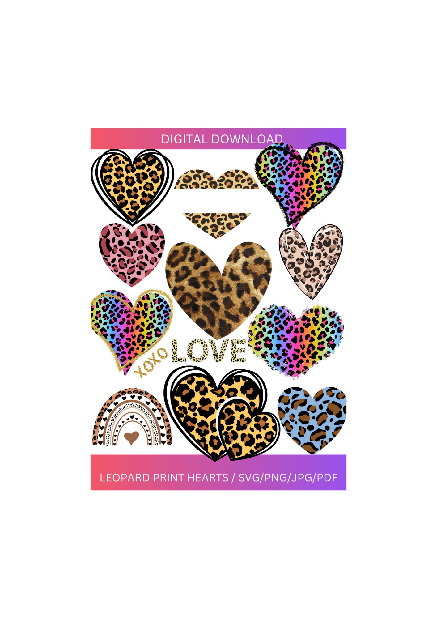 Leopard Louis Vuitton Heart SVG, Leopard LV SVG PNG DXF cut file for cricut