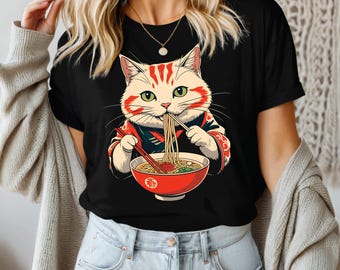 Ramen Cat T-Shirt: Kawaii Anime Kitty Unisex Shirt