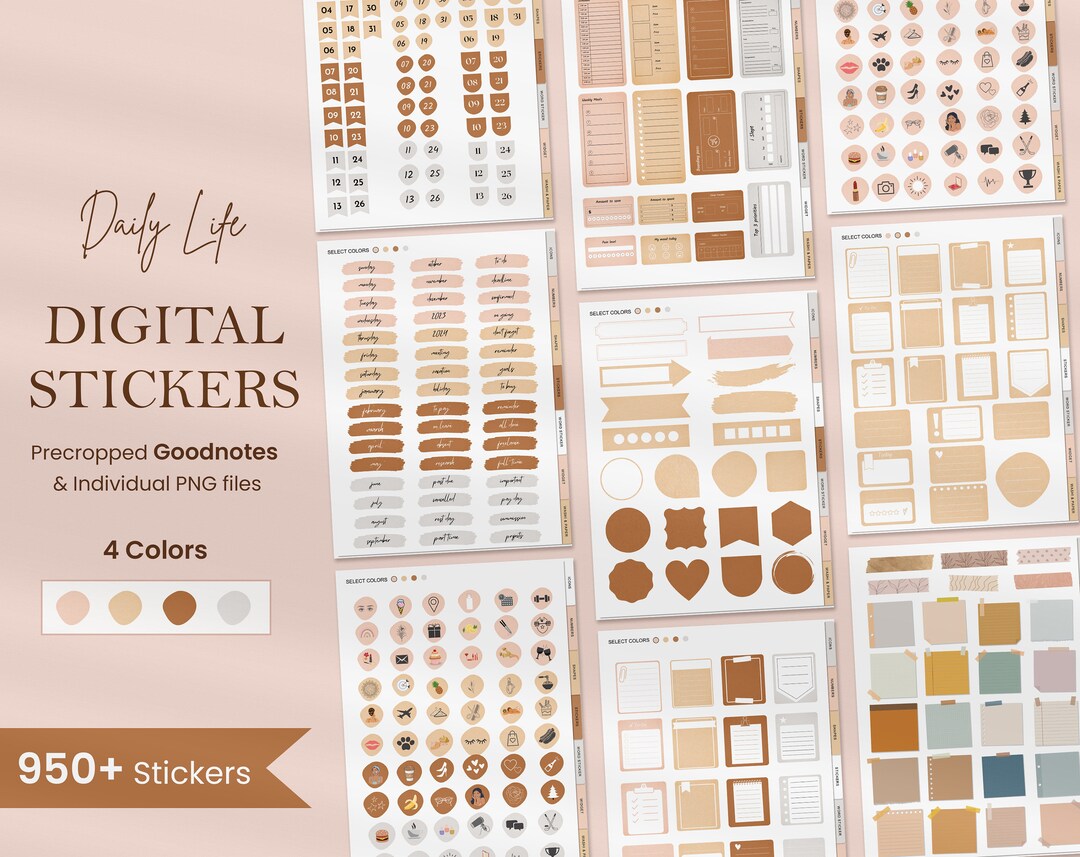 Goodnotes Digital Stickers Digital Planner Stickers Everyday - Etsy España