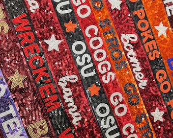 Gameday purse strap-sequin beaded bag strap-stadium bag strap-game day gear-beaded purse strap-Gig’em aggies,Texas tech,Wreck’em,Go stros