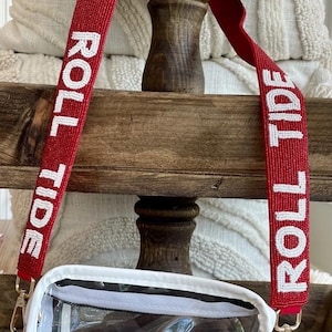 Beaded purse strap, gameday purse strap, college purse strap, stadium purse strap, roll tide strap, crossbody purse strap, gift for her