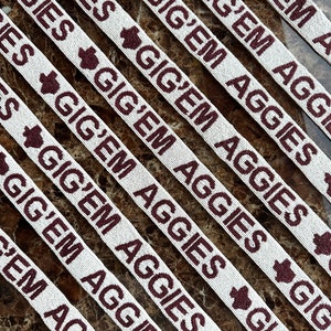 Gameday beaded straps, gameday straps, stadium straps, college purse straps, clear bag strap, Stadium bag strap, Gigem aggies,Licenced