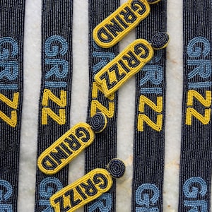 Grizz Beaded Strap, Grizz Earring, College Purse Strap,Gameday purse strap - beaded bag strap - stadium bag strap - game day gear- Grizzlies