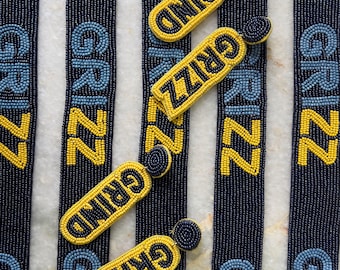 Grizz Beaded Strap, Grizz Earring, College Purse Strap,Gameday purse strap - beaded bag strap - stadium bag strap - game day gear- Grizzlies