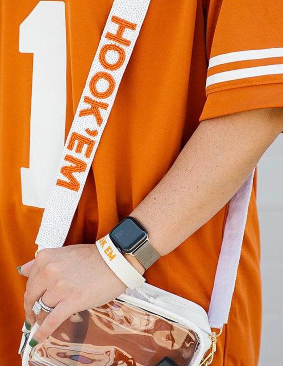 Hook'em Beaded Bag Strap, UT Austin Bag Strap, Texas