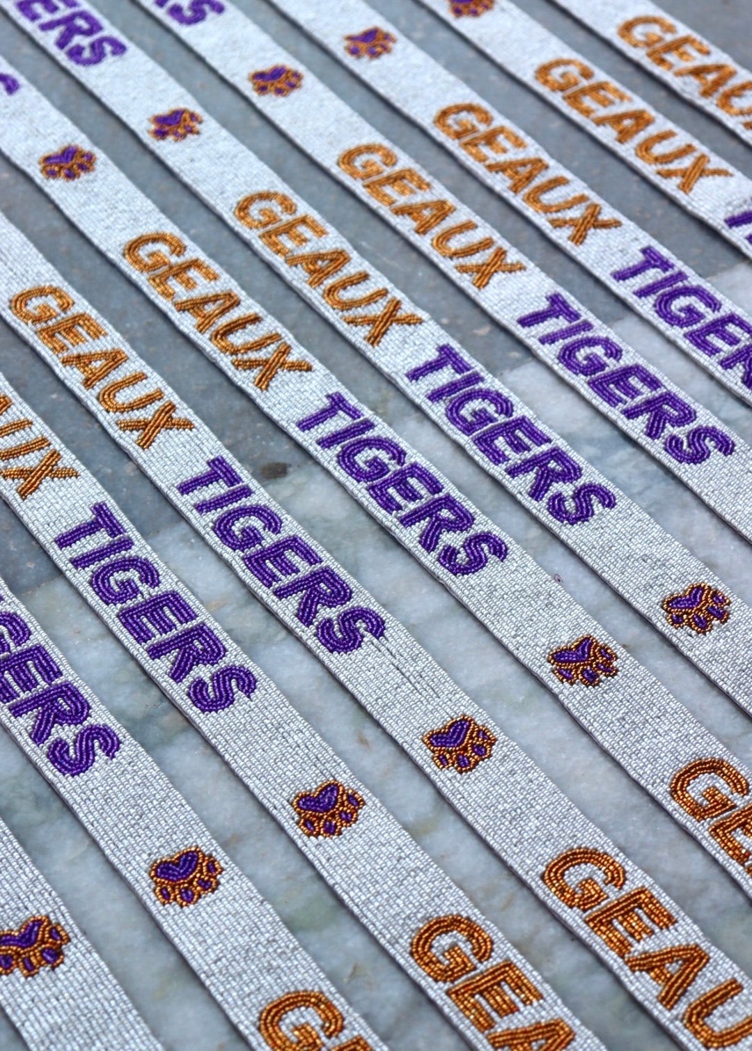 Geaux Tiger Beaded Strap, College Purse Straps , Gameday Straps