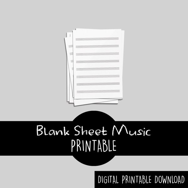 Printable Sheet Music for Letter/A4 - Blank Sheet Music Printable - Blank Staff Paper - Blank Music Paper