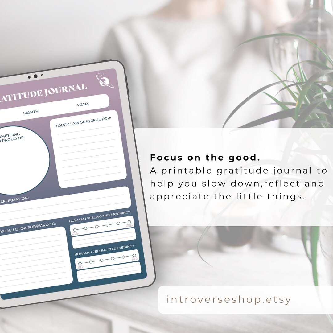 Gratitude Journal Printable, Daily Gratitude | Digital PDF Worksheet ...