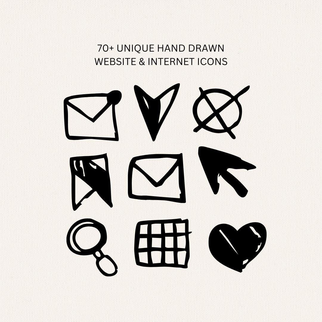Handrawn Web Icon Website & Internet Icons – 70 Hand-drawn Digital Illustrations ...