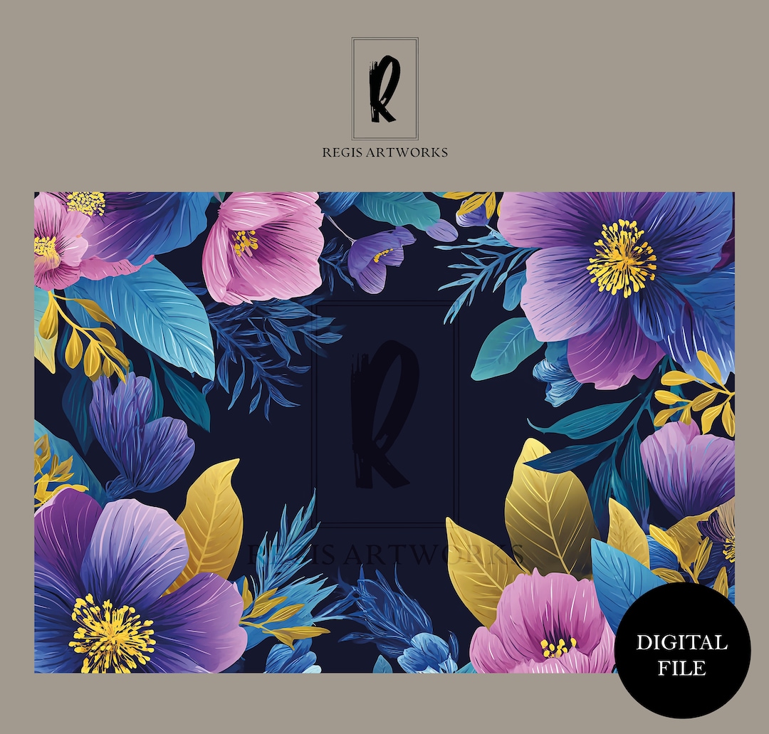 Printable Artwork: Floral Circle Illustration, Elegant Botanical Wall ...