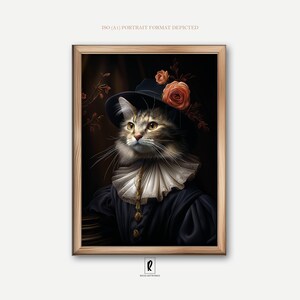 Downloadable Artwork Printable - Renaissance Cat Portrait | Feline Elegance | Art to Print | Gift for Cat Lover | Quirky Kitten Art | *33C*