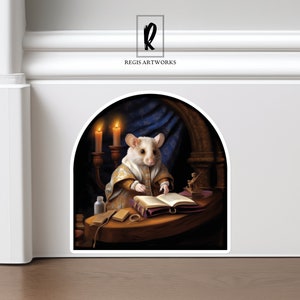 Mouse Hole Wall Decal - Shakespeare Mouse | Skirting Board Baseboard Sticker | Nursery Decor Gift | Charming Home Accent | 11E-S