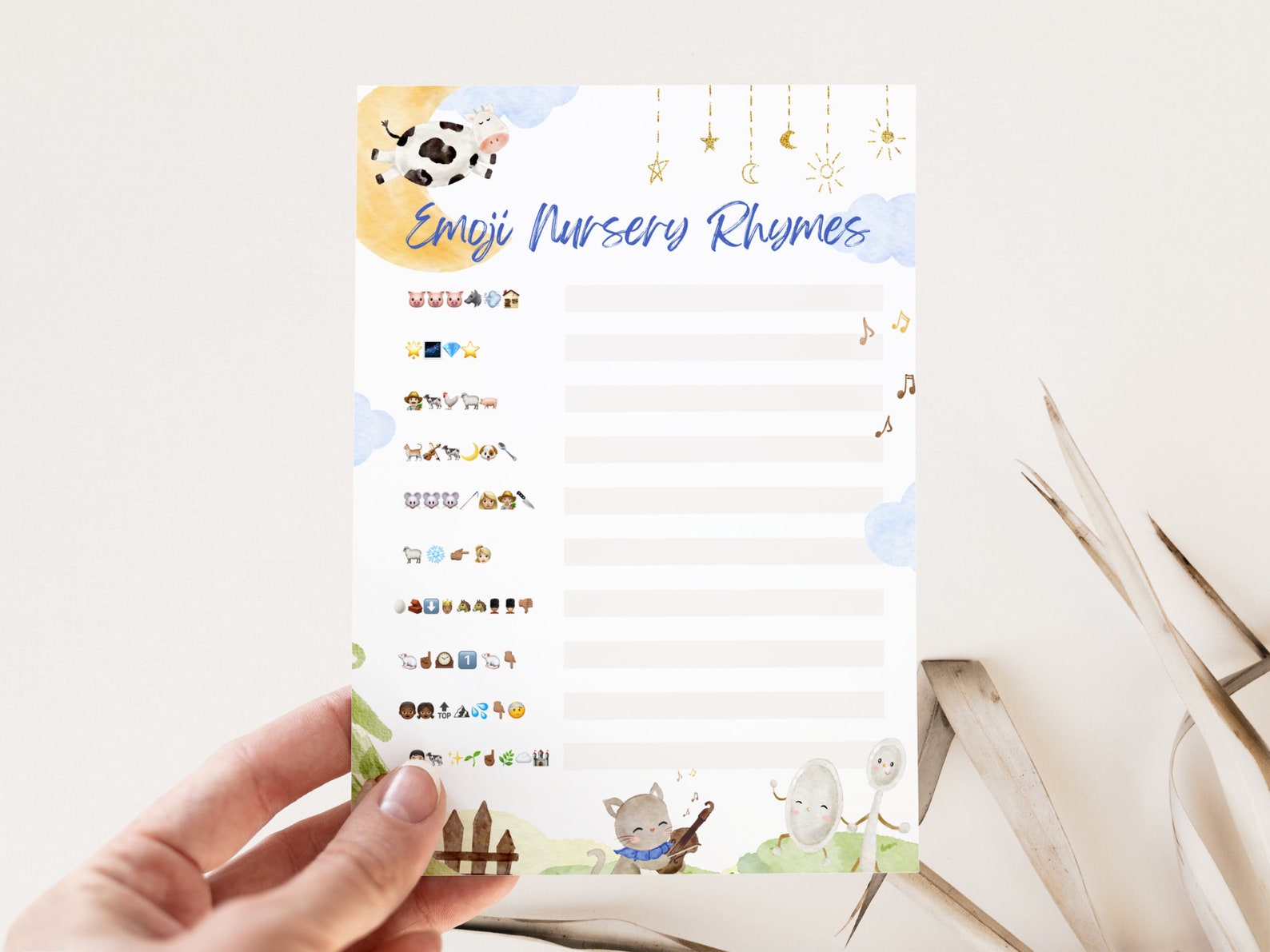 Cosmic Space Baby Shower Game - Emoji Children's Storybook Pictionary Cards, 25 Count, For Boys Or Girls Theme