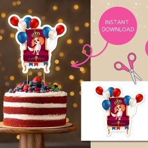 Kings Coronation Cake Topper, King Charles III coronation party, printable party decorations, British-themed party decorations, Royal party