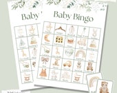 Neutral Baby Shower Bingo, Baby Sprinkle Game, baby shower games, boho modern, greenery minimalist, printable baby bingo, picture bingo game
