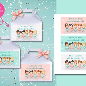 Personalised Childrens Gift Box Favor, Ballerina Party, Food Gift Box, Ballerina Party decorations, Ballet Dancer Party, instant download
