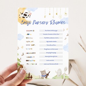 Nursery Rhyme Emoji Baby Shower Game, Printable Trivia, Pictionary ...