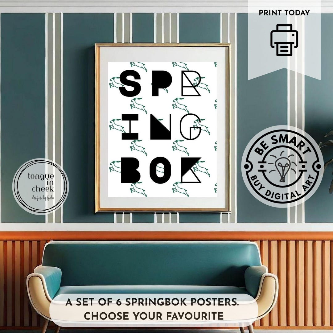 Set of 6 Retro Springbok Rugby Posters | Vintage SA Sports Art | South ...