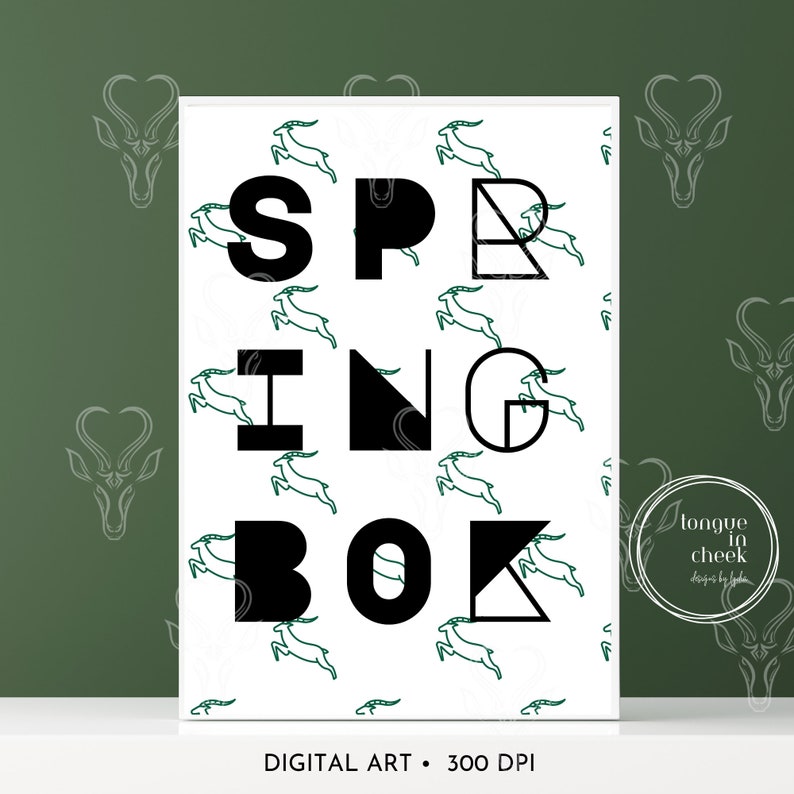 Springbok Backside Pattern Set of 6 Retro Springbok Rugby Posters | Vintage SA Sports Art | South ...