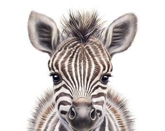 Baby Zebra Nursery Print: Safari Animal Wall Art (Digital Download)