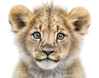 Lámina infantil de cachorro de león: Arte mural de animales de safari (descarga digital)