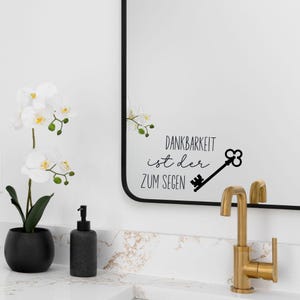 Christelijke spiegelsticker voor spiegel, muur of deur - "Dankbaarheid is de sleutel tot zegen"