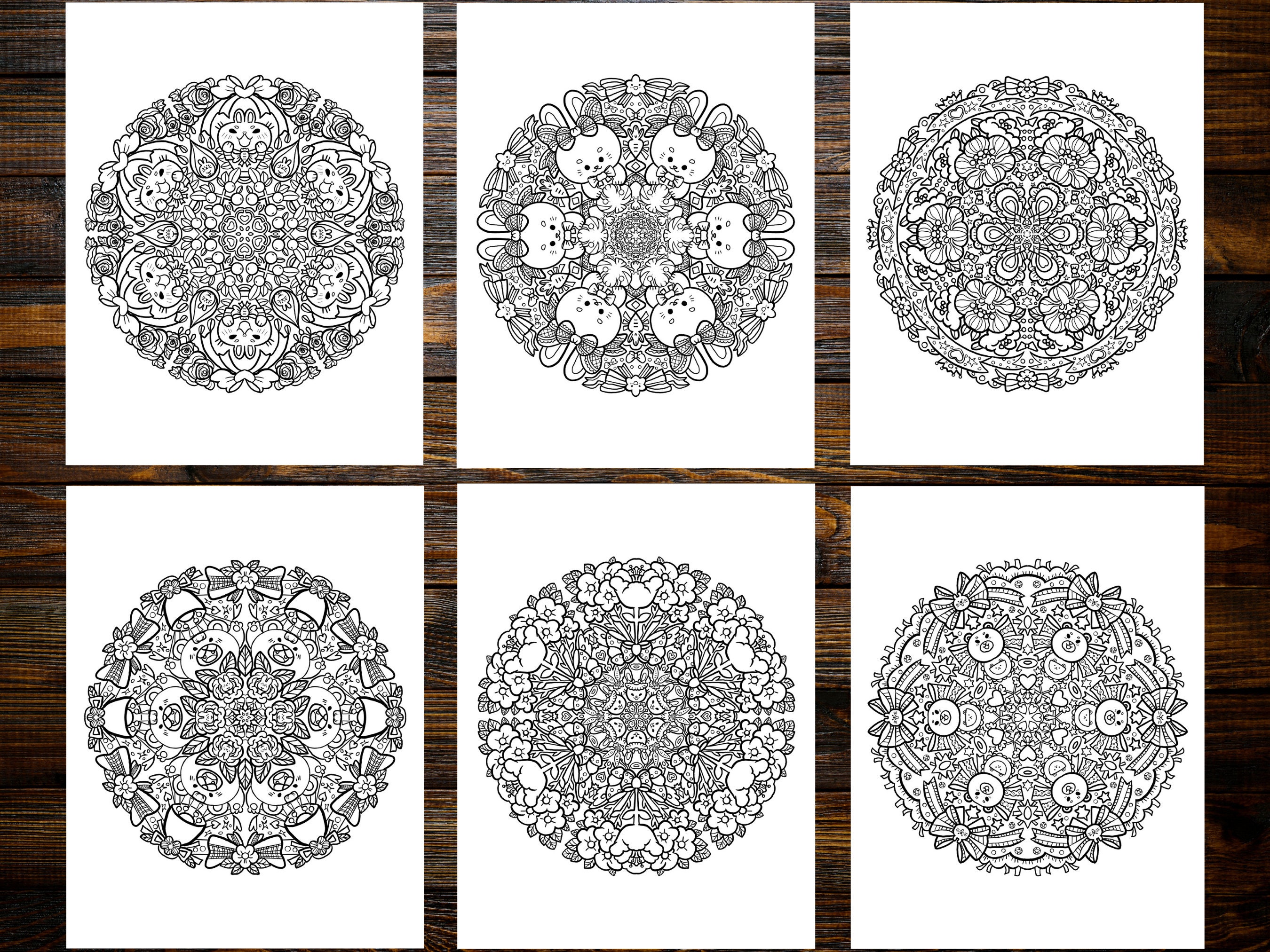 Chibi Mandalas Coloring Book: 50 Kawaii Ribbon Designs (printable Pages ...
