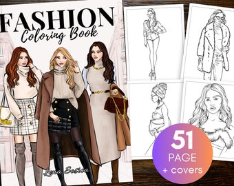 Fashion Coloring Book: Glamorous World of Fashion with Stunning Outfit Designs for Women & Teen Girls (Printable Pages)