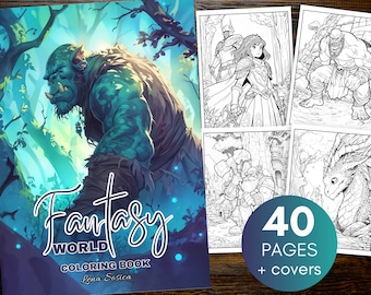 Libro para colorear de mundos fantásticos: Un viaje mágico por reinos encantados (páginas imprimibles)