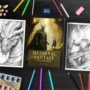 Medieval Fantasy Coloring Book: Journey Through Enchanted Realms and Mystical Creatures (Printable Pages)