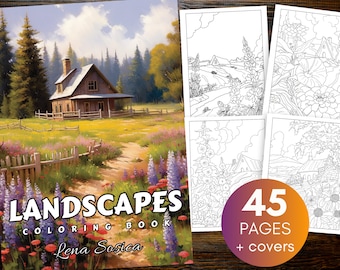 Landscapes Coloring Book: Relaxing Nature Scenes (Printable Pages)