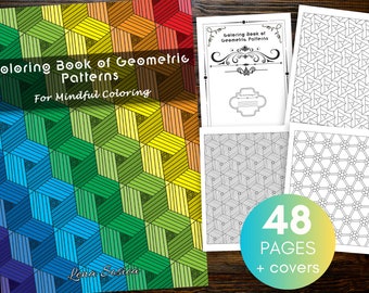 Geometric Patterns Coloring Book: 48 Printable Pages (Digital Download)