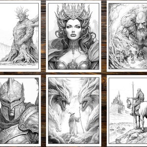 Medieval Fantasy Coloring Book: Journey Through Enchanted Realms and Mystical Creatures (Printable Pages)